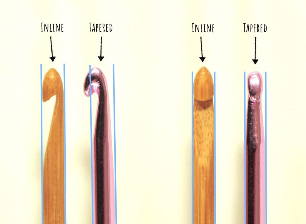 Nea Creates. Crochet basics 1. Inline vs tapered crochet hooks.