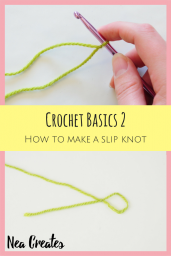 In the second lesson of Crochet basics we'll learn how to make a slip knot two different ways. Join us and learn how to crochet! | Nea Creates