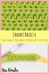 In this lesson we will learn how to crochet the half double crochet stitch. We will also learn how to half double crochet a flat piece in two ways. | Nea Creates