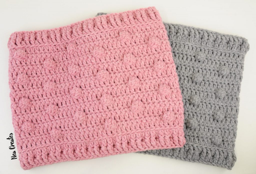 Crochet the super cute and quirky Bobble Stitch Cowl using this easy and FREE crochet pattern! You can crochet the cowl in either of the three sizes available, small, medium or large! | Nea Creates