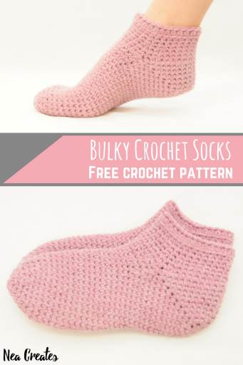 Make these Bulky Crochet Socks using this FREE crochet pattern! The pattern is for one size but tips and tricks for adjusting the size are available too! | Nea Creates