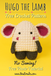 Crochet Hugo the Lamb using this FREE amigurumi pattern! Intermediate difficulty crochet pattern and no sewing on of parts, yay! #freecrochetpattern | Nea Creates