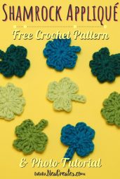 Crochet these super cute Shamrock Appliqués for Saint Patrick's Day using this quick and easy FREE crochet pattern! #shamrock #crochetshamrock #freecrochetpattern | Nea Creates