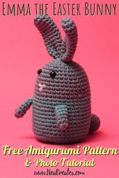 Crochet Emma the Easter Bunny using this FREE amigurumi pattern! Easy written pattern with photos. #freecrochetpattern #freeamigurumipattern #crochetpattern | Nea Creates