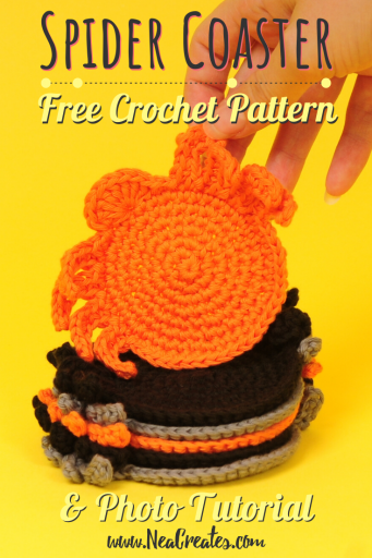 With this free crochet pattern you can make as many creepy and cute Spider Coasters as you want for Halloween! The pattern is easy too! #freecrochetpattern | Nea Creates